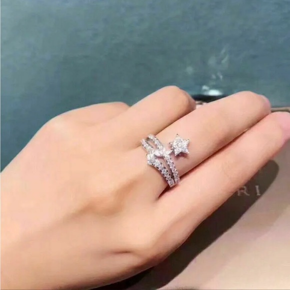 - ⭐️Sterling Silver Shooting Star Motif pave-set w/round brilliant cut CZ … - Picture 14 of 16